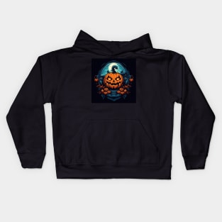 scary smiling pumpkin, halloween design Kids Hoodie